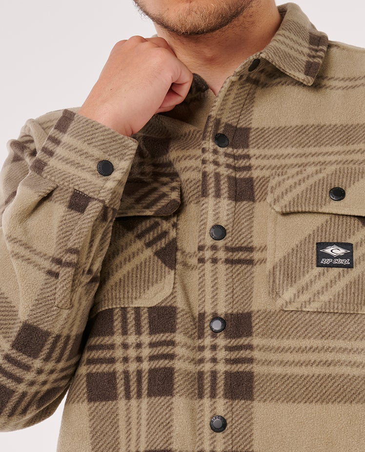 Rip Curl Fun Times Polar Fleece Shirt - Khaki Rock | Men’s