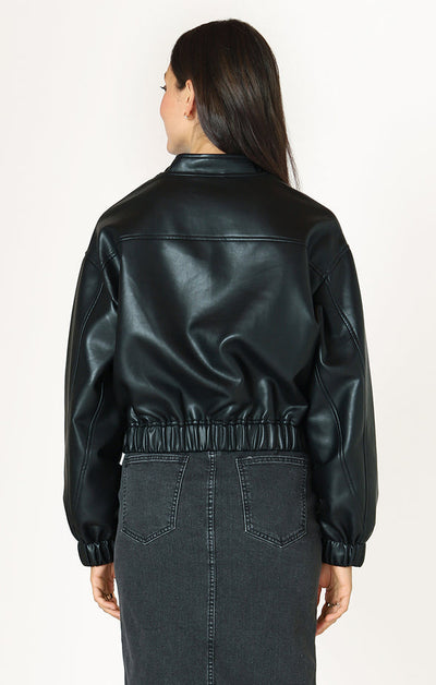 FAUX LEATHER BOMBER JACKET