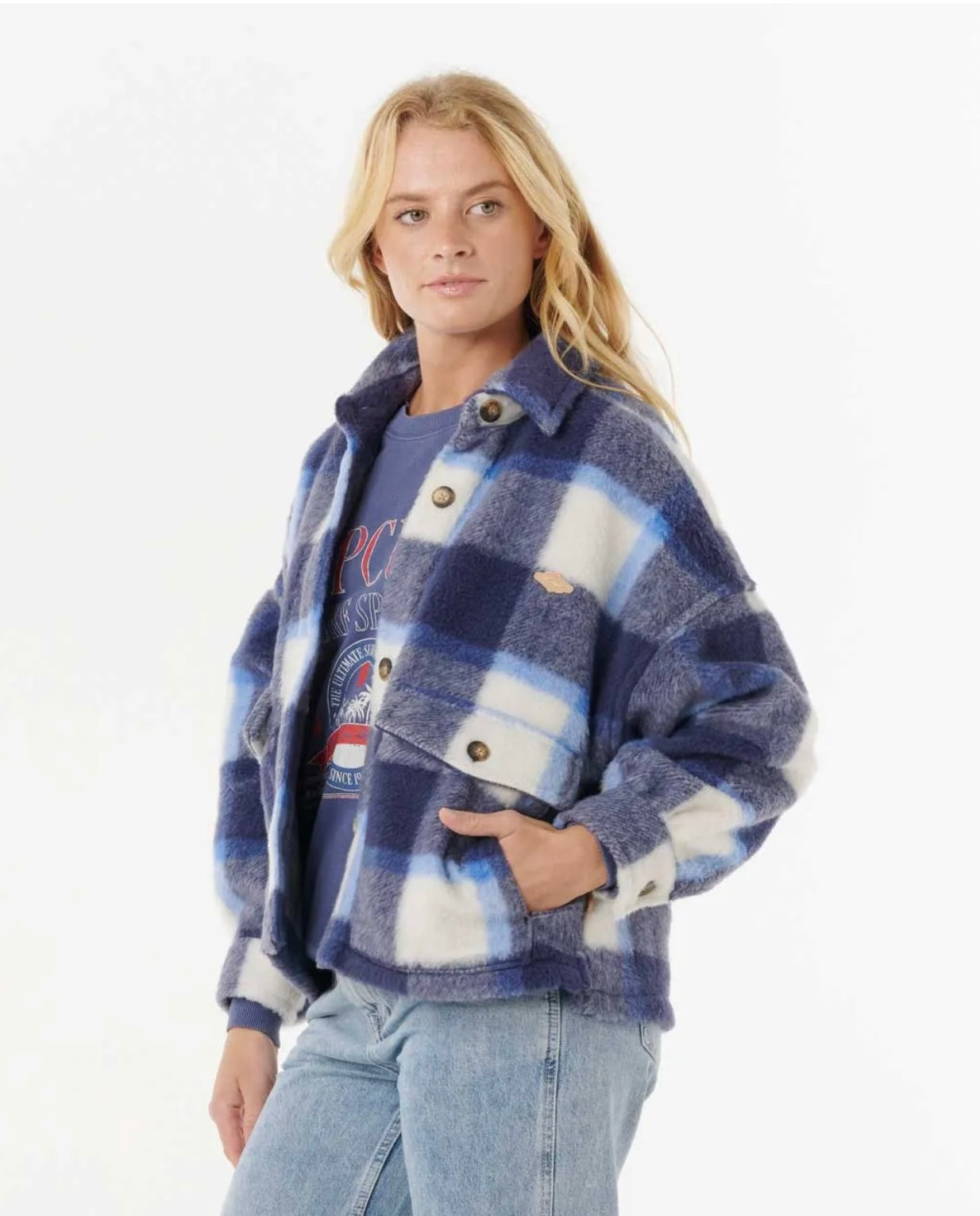 Rip Curl Cala Nights Check Jacket - Blue | Women’s