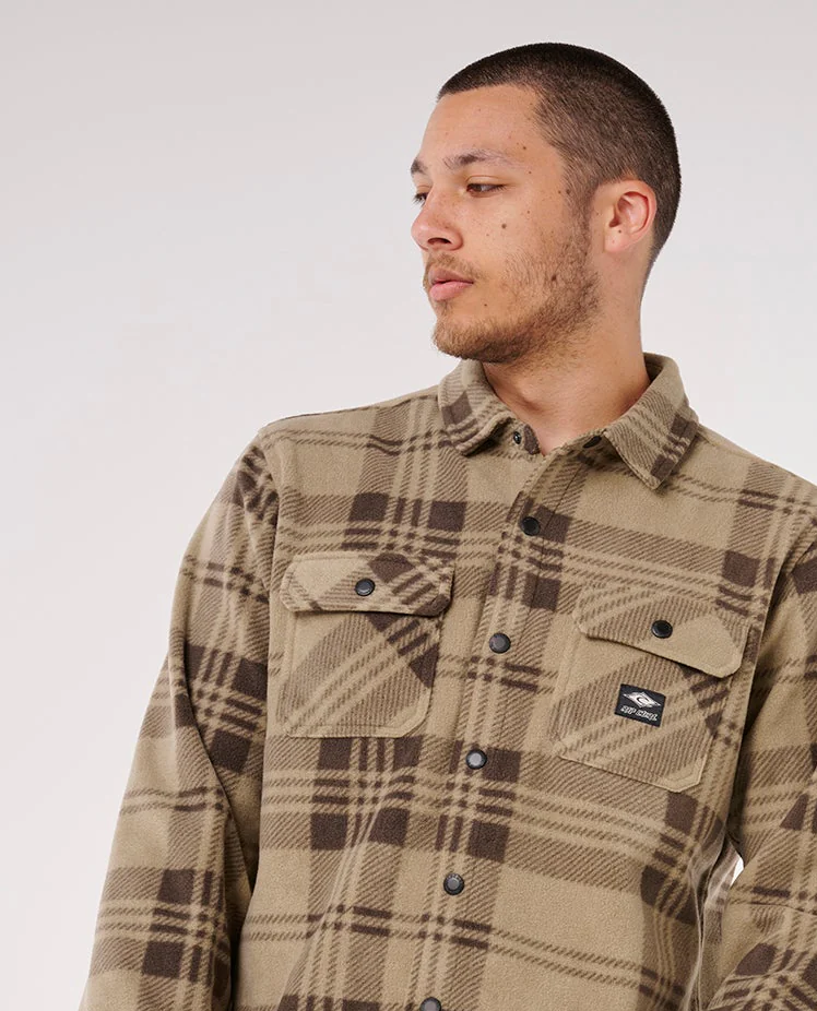 Rip Curl Fun Times Polar Fleece Shirt - Khaki Rock | Men’s