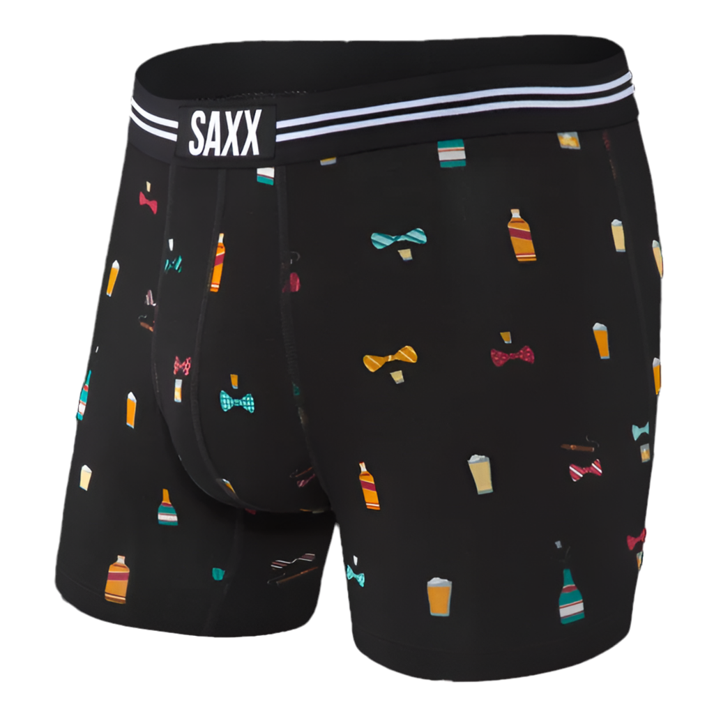 Saxx Vibe Super Soft Boxer Briefs-Black Bowties N Booze