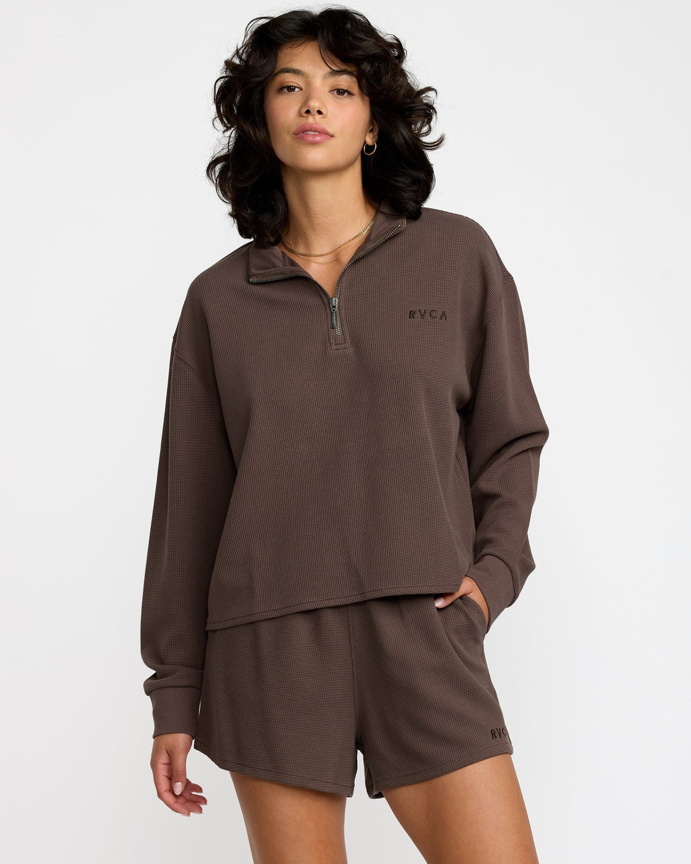 RVCA Glory Waffle Pullover - Bear Brown | Women’s