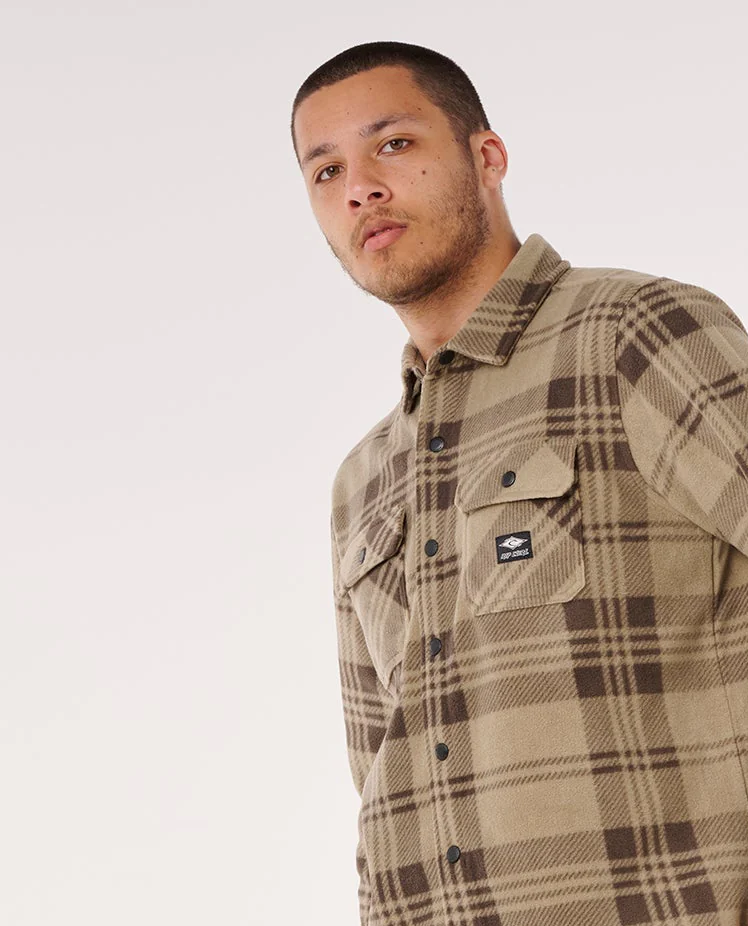 Rip Curl Fun Times Polar Fleece Shirt - Khaki Rock | Men’s