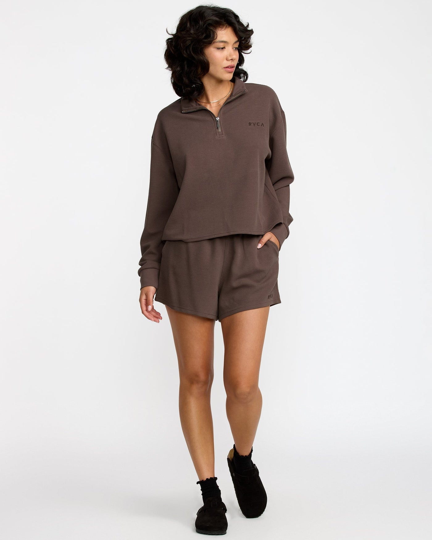 RVCA Glory Waffle Pullover - Bear Brown | Women’s