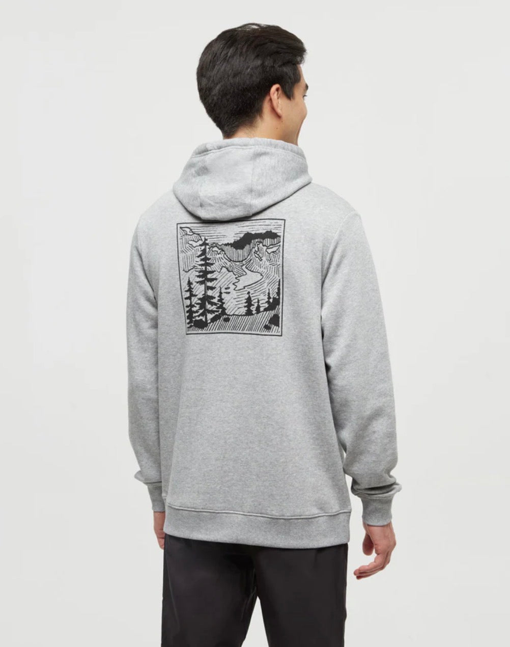 TenTree Etched Mountain Hoodie - Harbour Grey Heather/Meteorite Black | Men’s