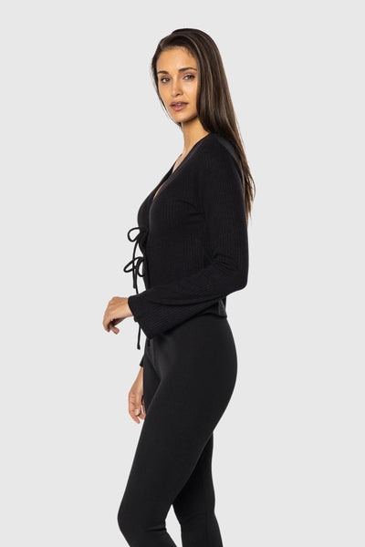 TEAMLTD Tie Front Long Sleeve - Black | Women’s