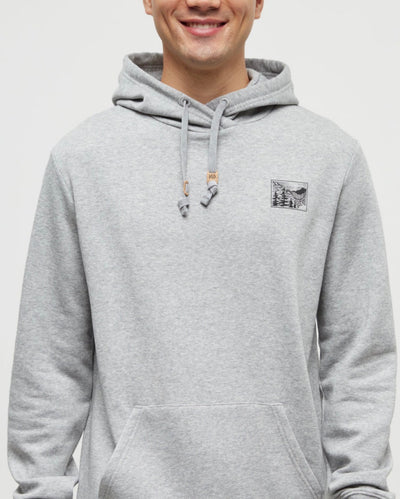 TenTree Etched Mountain Hoodie - Harbour Grey Heather/Meteorite Black | Men’s
