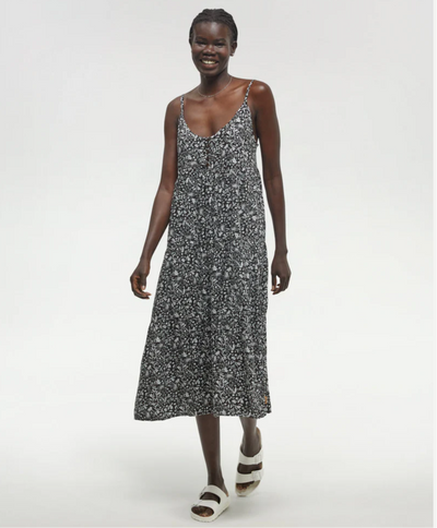 TenTree EcoWoven Crepe Hopewell Dress - Meteorite Black/Field Flower | Women’s