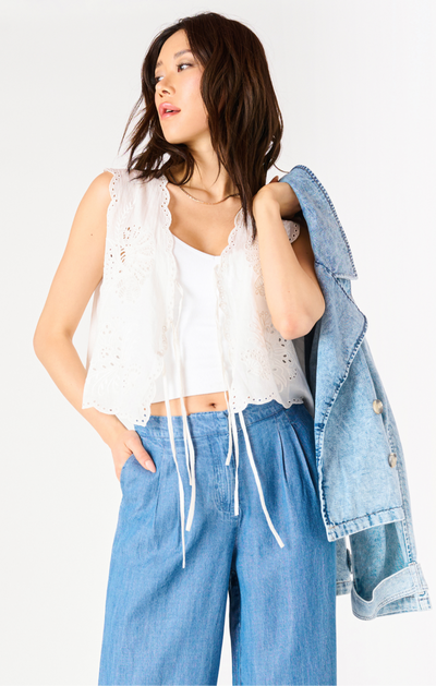 Dex Sleeveless Tie-Front Eyelet Top | Women’s