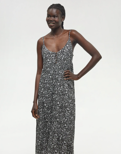 TenTree EcoWoven Crepe Hopewell Dress - Meteorite Black/Field Flower | Women’s