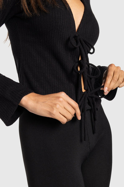TEAMLTD Tie Front Long Sleeve - Black | Women’s