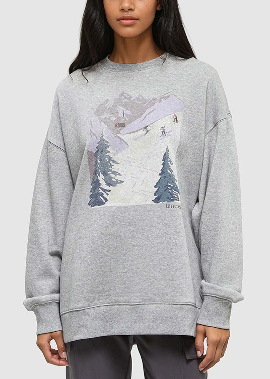 TenTree Alpine Oversized Crew - Habour Grey Heather/Glacier Grey | Women’s