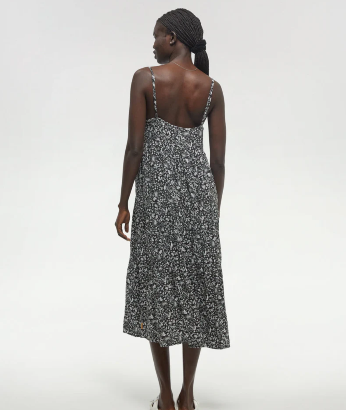 TenTree EcoWoven Crepe Hopewell Dress - Meteorite Black/Field Flower | Women’s