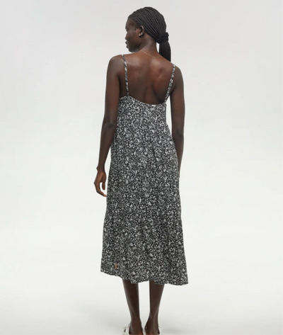 TenTree EcoWoven Crepe Hopewell Dress - Meteorite Black/Field Flower | Women’s