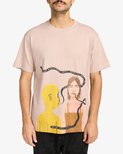 RVCA You’re Still Here Short Sleeve T-Shirt - Pale Mauve | Men’s
