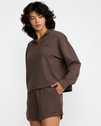 RVCA Glory Waffle Pullover - Bear Brown | Women’s
