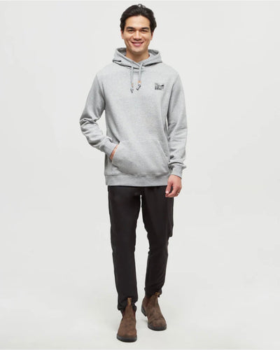 TenTree Etched Mountain Hoodie - Harbour Grey Heather/Meteorite Black | Men’s