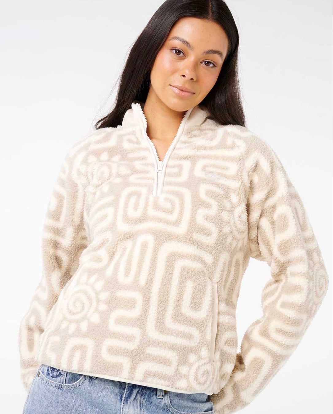 Rip Curl Sunset Luau 1/4 Zip Polar Fleece - Bone | Women’s
