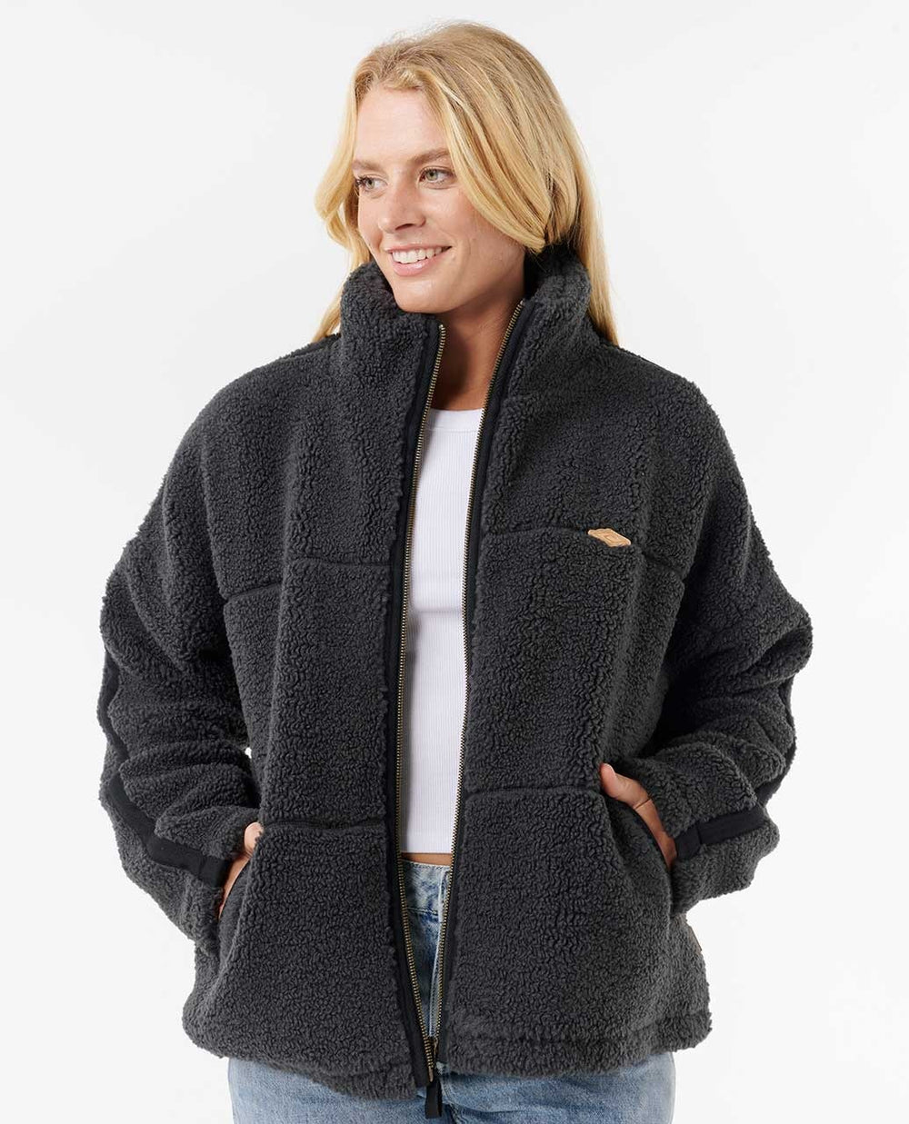 Rip Curl Cala Nights Sherpa Jacket - Washed Black | Women’s