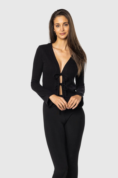 TEAMLTD Tie Front Long Sleeve - Black | Women’s