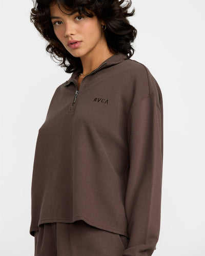 RVCA Glory Waffle Pullover - Bear Brown | Women’s