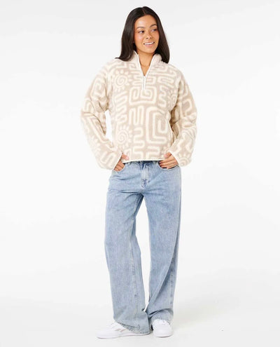 Rip Curl Sunset Luau 1/4 Zip Polar Fleece - Bone | Women’s