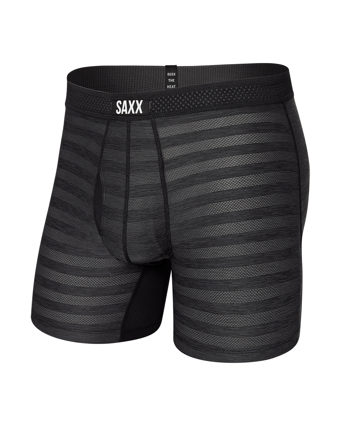 Saxx DropTemp Cool Mesh Boxer Brief W/ Fly-Black Heather