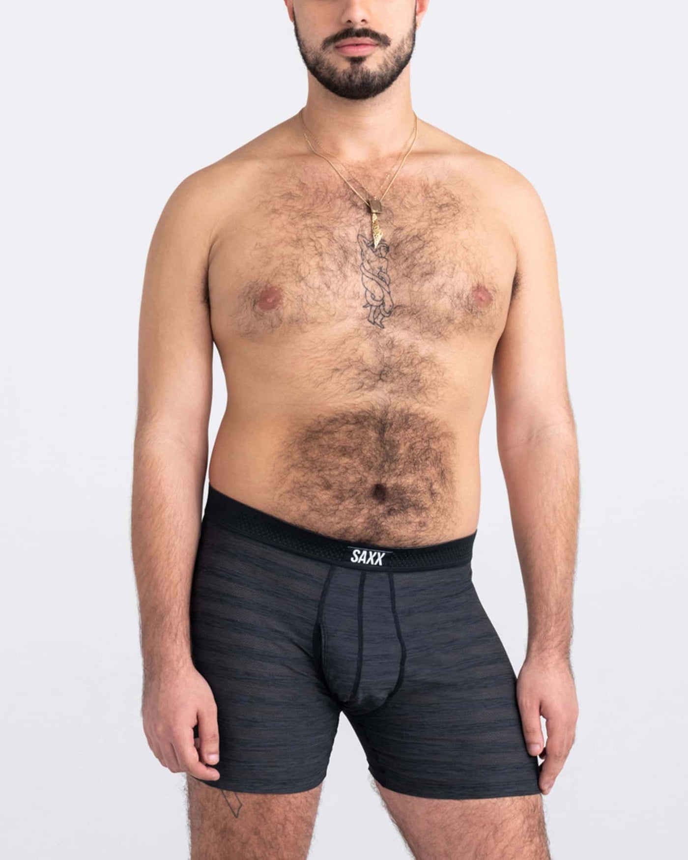 Saxx DropTemp Cool Mesh Boxer Brief W/ Fly-Black Heather