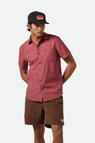 Brixton Charter Print Short Sleeve Shirt - Rust Red/Paisley | Men’s