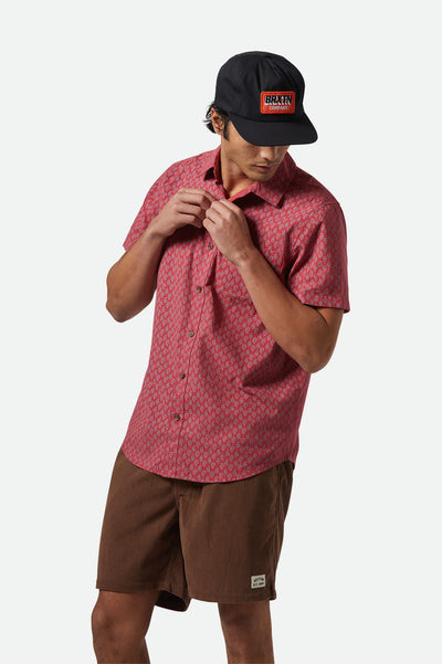 Brixton Charter Print Short Sleeve Shirt - Rust Red/Paisley | Men’s