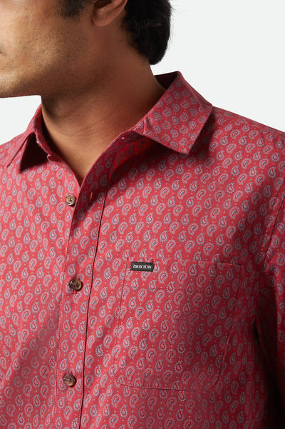 Brixton Charter Print Short Sleeve Shirt - Rust Red/Paisley | Men’s