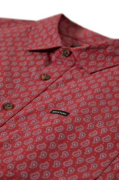 Brixton Charter Print Short Sleeve Shirt - Rust Red/Paisley | Men’s