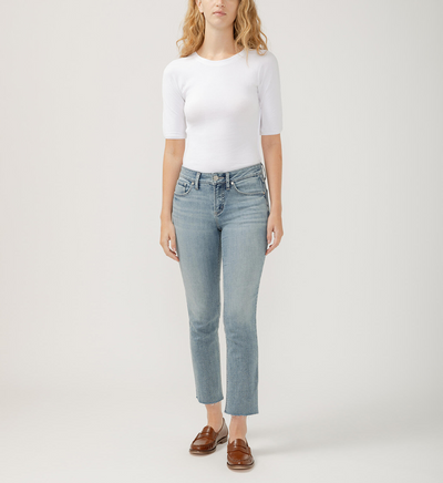 Silver Suki Mid Rise Straight Crop Luxe Stretch Jeans - Indigo | Women’s