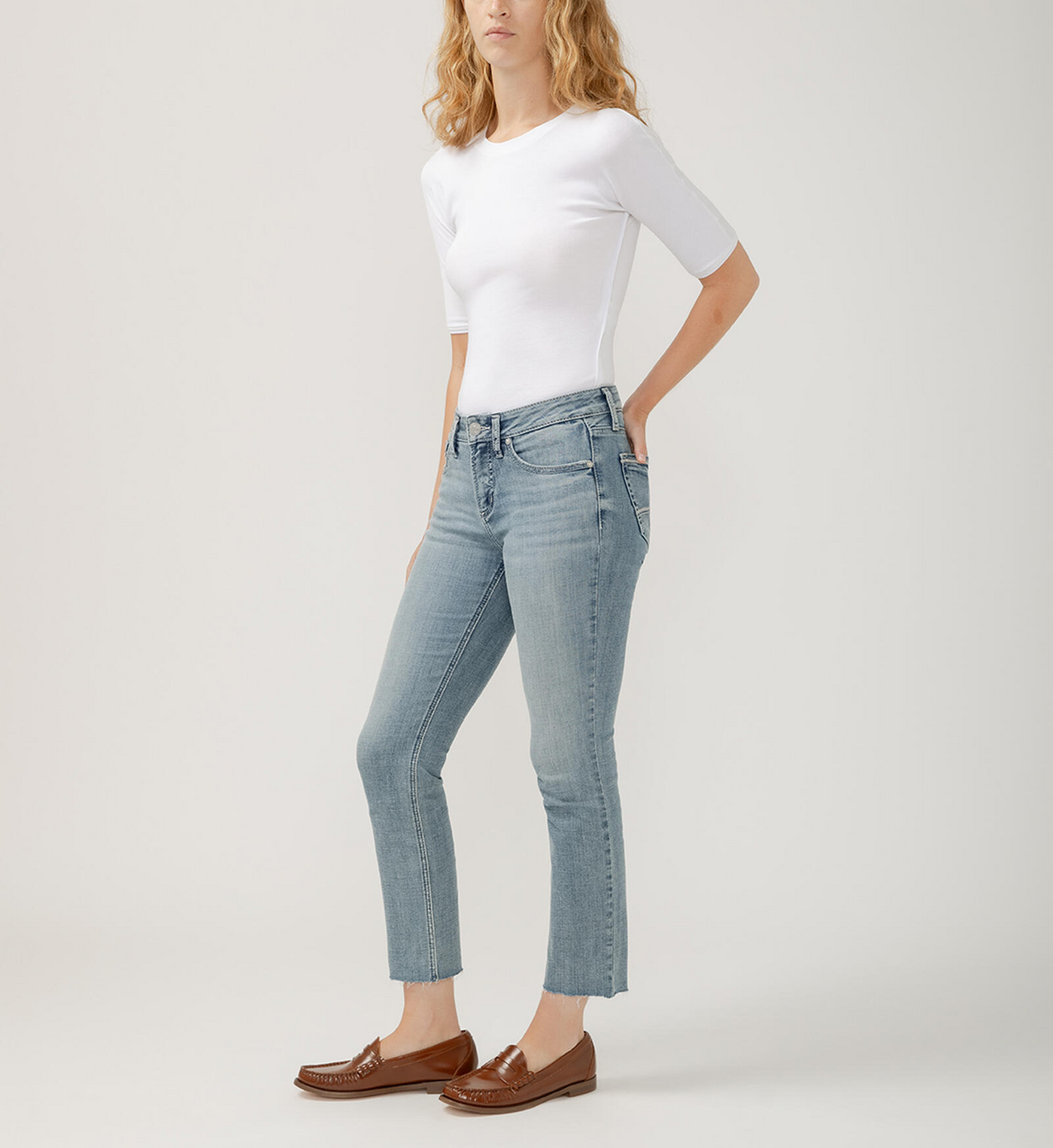 Silver Suki Mid Rise Straight Crop Luxe Stretch Jeans - Indigo | Women’s