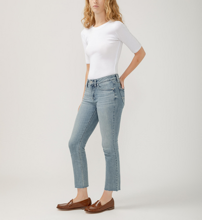 Silver Suki Mid Rise Straight Crop Luxe Stretch Jeans - Indigo | Women’s