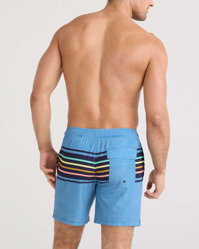 SAXX Oh Buoy 2N1 Stretch Swim Trunk 7" with liner - Bold Stripe/Lake Blue | Men’s