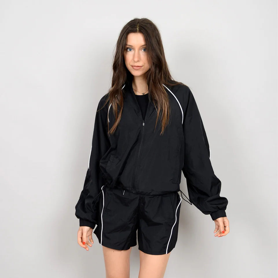 Second Skin Sport Winzy Long Sleeve Mock Zip Up Windbreaker - Black | Women’s