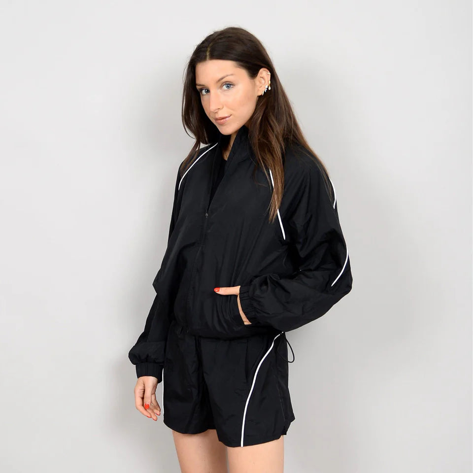 Second Skin Sport Winzy Long Sleeve Mock Zip Up Windbreaker - Black | Women’s