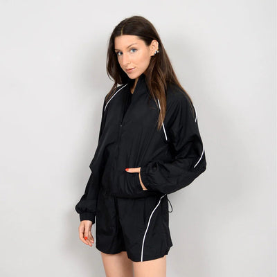 Second Skin Sport Winzy Long Sleeve Mock Zip Up Windbreaker - Black | Women’s