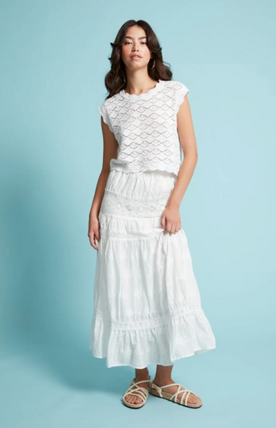 RD Style Averill Pull On Tier Skirt - White | Women’s