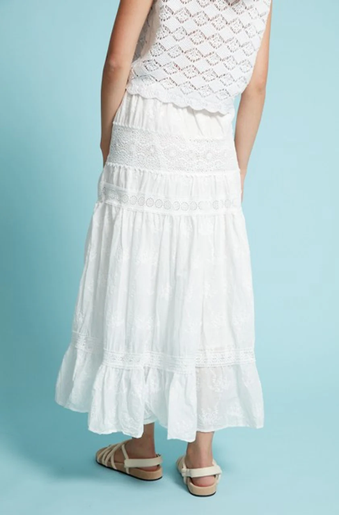 RD Style Averill Pull On Tier Skirt - White | Women’s