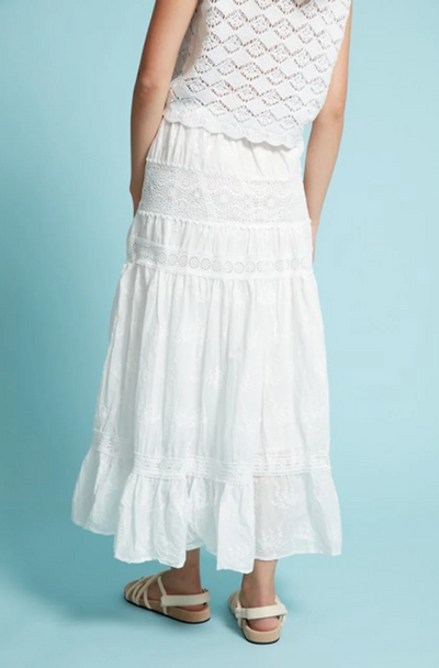 RD Style Averill Pull On Tier Skirt - White | Women’s