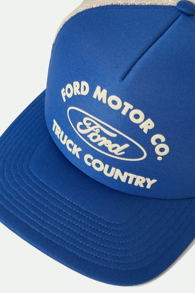 Brixton X Ford Built Tough Trucker Hat - Ford Blue/Wimbledon White