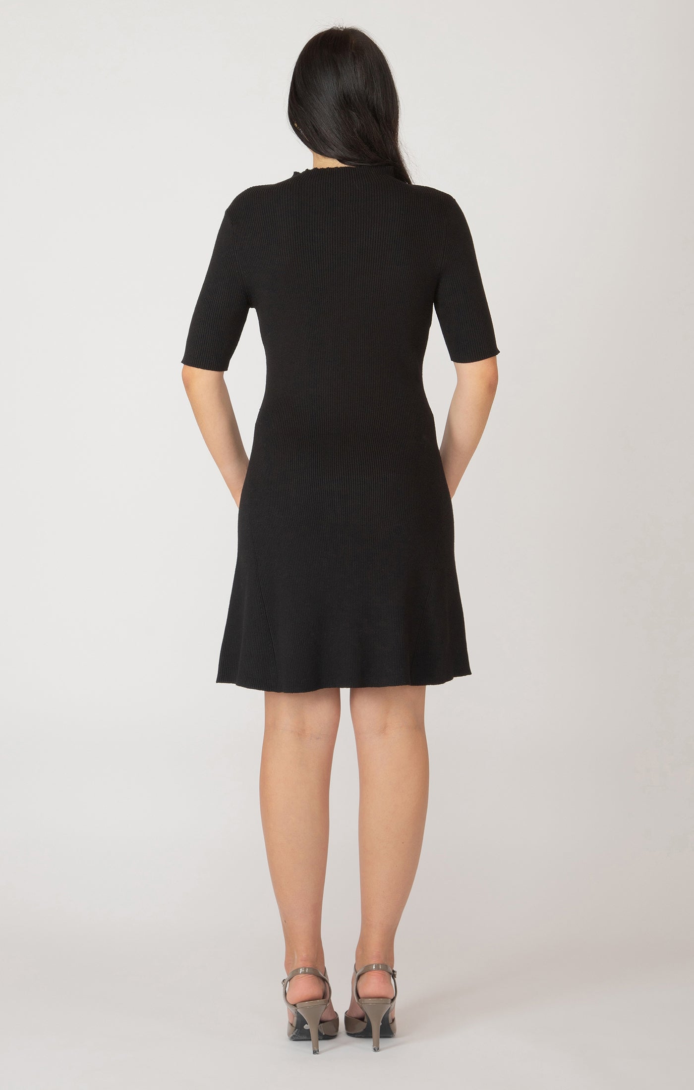 Dex Mockneck Ribbed Mini Dress Sweater