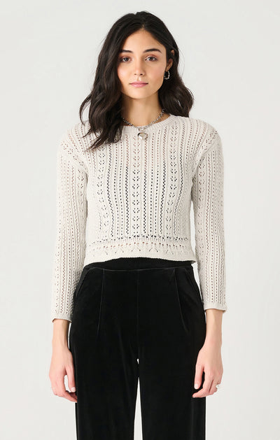 Dex Long Sleeve Crochet Shimmer Sweater