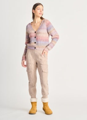 MULTI COLORED BUTTON FRONT CARDIGAN