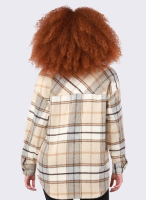 BUTTON FRONT PLAID SHACKET