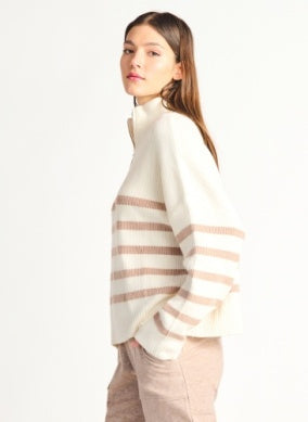 HALF ZIP STRIPED SWEATER