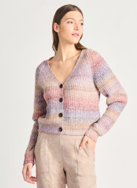 MULTI COLORED BUTTON FRONT CARDIGAN