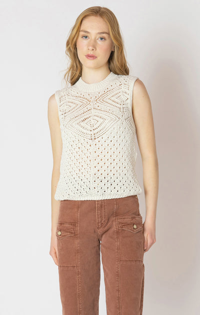 Dex Patterned Pointelle Sweater - Ecru | Women’s